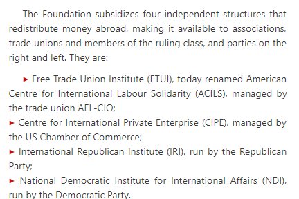 And NED is far from done- they're as active as they've ever been, heavily involved in countries such as Russia, Venezuela, and Haiti