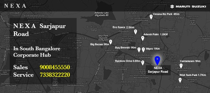 NEXASjpRoad's tweet photo. NEXA Experience now Open at SARJAPUR ROAD. In South Bangalore's Corporate Hub. Call : Sales - 9008455550 / Service - 7338322220. For More Details Walk-In to NEXA Sarjapur Road Showroom. Location - https://t.co/xBJorlppSN . Landmark : NEXT TO WIPRO OFFICE. https://t.co/zpzmbr0yxD