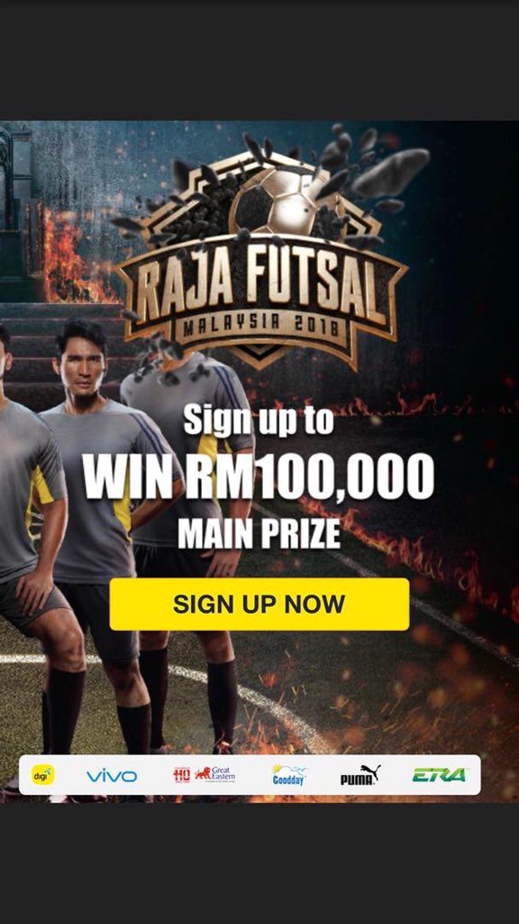 deqone_08's tweet photo. Jom join Pertandingan #Rajafutsal Malaysia 2018! Pemilihan kelayakan akan diadakan di setiap negeri. Kepada semua belia &amp; remaja yang power futsal, anda boleh menunjukan bakat anda sementara berpeluang untuk menangi RM100,000!!😍 For more details, visit  https://t.co/tZhSdaziaE https://t.co/CLR4CcA0KG