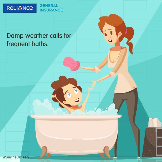 IndusIndGenIn's tweet photo. The only drawback of monsoon is humidity, which leads to excessive sweating. By bathing your children at least twice a day you can keep their skin clean and sweat-free. #ChildSafety #BeTheSafetyNet https://t.co/QOxsuIMY9u