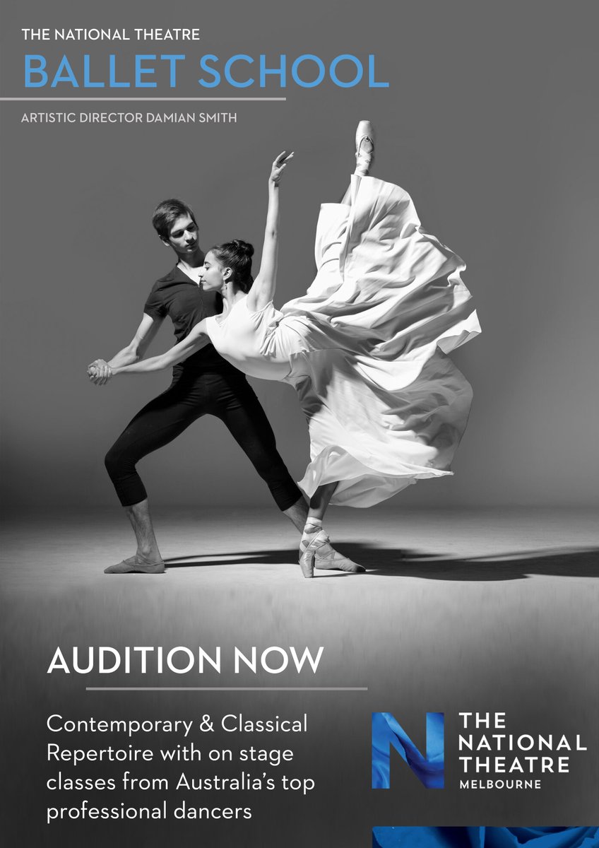 The National Theatre (@thenattheatre) on Twitter photo Audition now for 2019!
The National Theatre Ballet School offers students stage experience performing iconic ballets by acclaimed choreographers, guest teachers and a full repertoire of courses.
Auditions dates: July 25th- August 31st.
Register now at: nationaltheatreballetschool.org.au/full-time-ball… Audition now for 2019!
The National Theatre Ballet School offers students stage experience performing iconic ballets by acclaimed choreographers, guest teachers and a full repertoire of courses.
Auditions dates: July 25th- August 31st.
Register now at: nationaltheatreballetschool.org.au/full-time-ball…