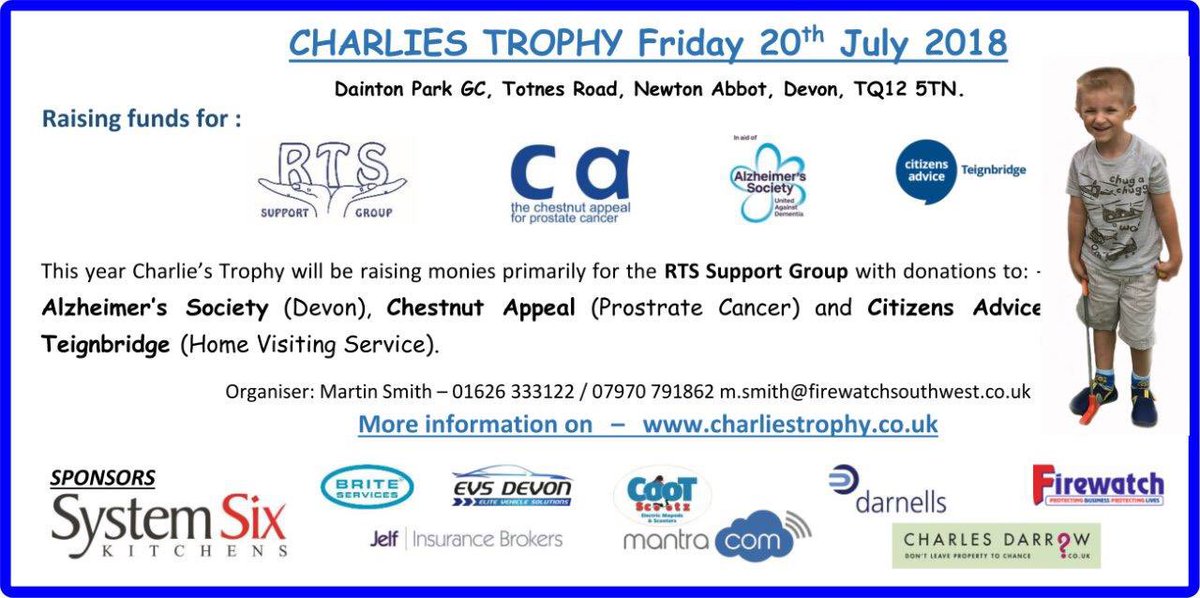 CharliesTrophy's tweet image. Two days to go for Charlie’s Trophy at Dainton Park - 132 golfers and Fantastic auction lots raising funds for charity - so many generous supporters 👍🏻@System6Kitchens @Dainton_Park @Chestnutappeal @RTS_UK @TeignbridgeCAB @alzheimerssoc @BoveyCastle @EVSDevon1 @newtonabbothour