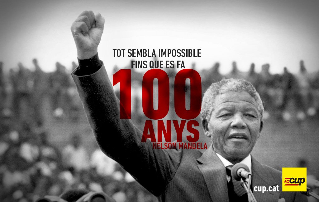 cupnacional's tweet photo. 100 ANYS | "Tot és impossible fins que es fa "100 anys del naixement de #NelsonMandela  lluitador antiracista i militant comunista. ✊🏿

El millor homenatge, continuar la lluita! #FreeThemAll https://t.co/N8352l6LGd
