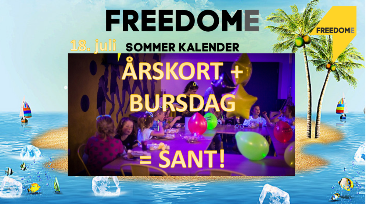 Tag en som har bursdag i sommer, og du er med i trekningen av 1 x GRATIS billett! ALLE som feirer bursdag hos frem til 12 august får ÅRSKORT helt GRATIS!!
