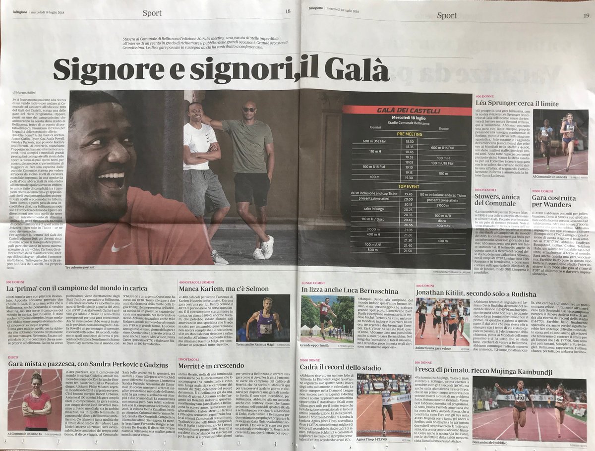 Ci siamo oggi giornata di gara al #galadeicastelli.
Ci vediamo tutti allo stadio comunale di Bellizona.
@UBSathletics <a href="/SwissAthletics/">Swiss Athletics</a> <a href="/laregione/">laRegione</a>