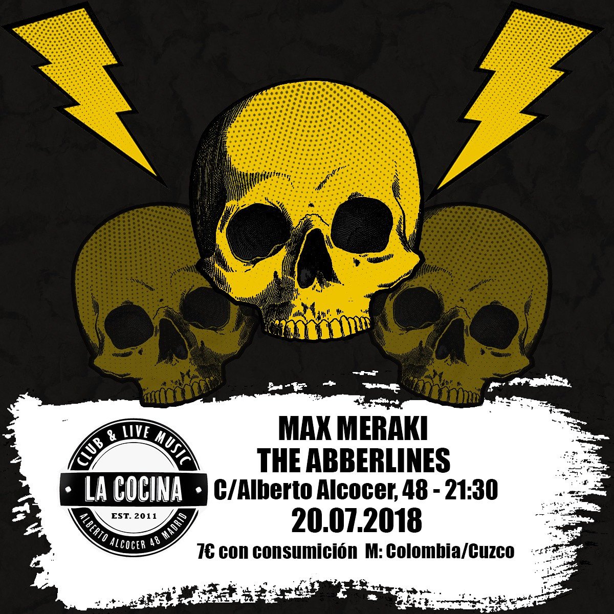freecer's tweet photo. Este Viernes 20 noche completita en la @CocinaRock con 2 agrupados como @maxmeraki y @TheAbberlines_ !!! https://t.co/ecWJ2RG86R