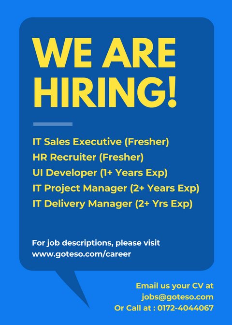 goteso's tweet photo. Hi all,
#GotesoJobs #UIDeveloperJobs #ProjectManagerJobs #DeliveryManagerJobs #ITSalesExecutiveJobs #HRRecruiterJobs #JobsInMohali
Job Location - Phase 7, Industrial Area, Mohali
Share Your CV at jobs@goteso.com
Reference for these profiles will be highly appreciated !! https://t.co/869q4Wfhz6