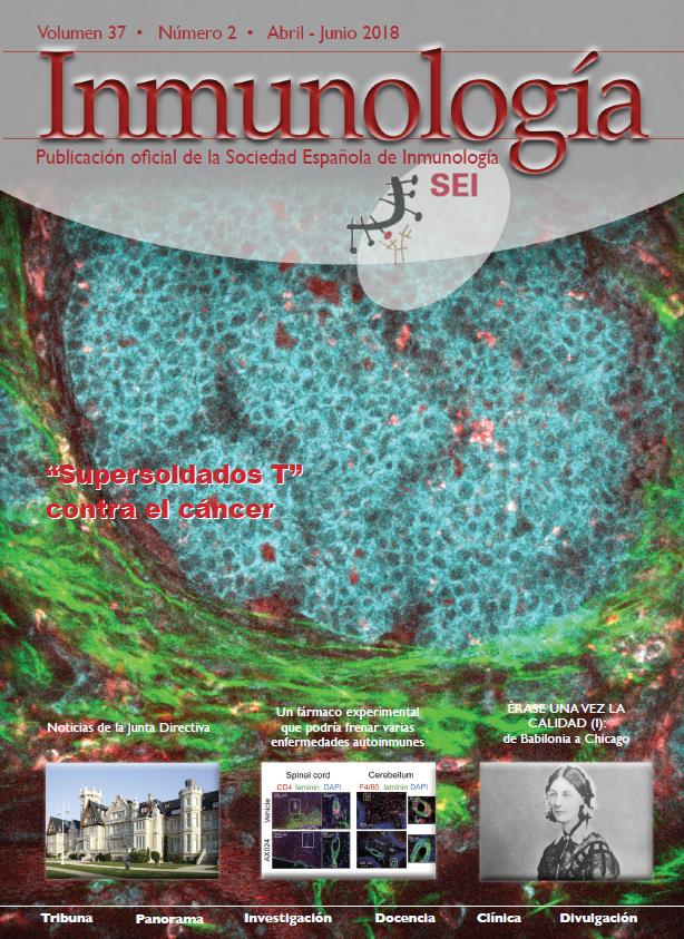 Nuevo número gratuito de la revista #Inmunologia, como siempre cargado  de novedades en las secciones de #clinica, #docencia, #divulgación,  entre otros. En este número, destacamos los anticuerpos frente al  #cancer #inmunoterapia. ¡No te la pierdas! inmunologia.org/Upload/Documen…