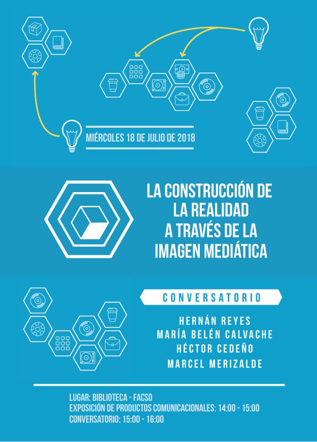 Fercho_Chavez08's tweet photo. Invitados a las 14:00 en la biblioteca de la Facso - UCE al conversatorio La construcción de la realidad a través de la imagen mediática. Intervienen Hernán Reyes, María Belén Calvache y W. Marcel Merizalde. Hoy en #FrancoTiradoresvisualesFacsoUce https://t.co/HP4ZHZ4faJ