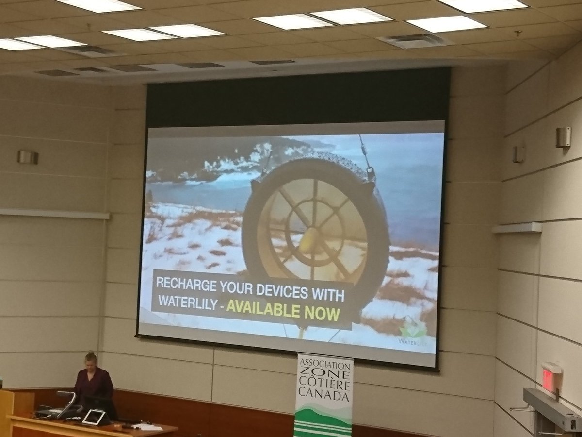 Wow! @NATI_NL's Kendra MacDonald shares the story of @WaterLilyGen and its wind/water pico-turbine technology for camping and remote recharging solutions. Cool #startup tech in St. John's! #RechargeWithNature #CZC2018 #RenewableEnergy