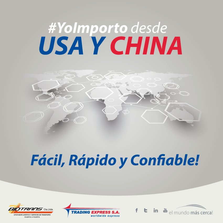 BidtransEcuador's tweet photo. Te lo hacemos simple!! 📦📦Fácil Rápido y Confiable! #YoImporto con #Bidtrans y #TradingExpress #Elmundomáscerca https://t.co/pxKBJIcxGn