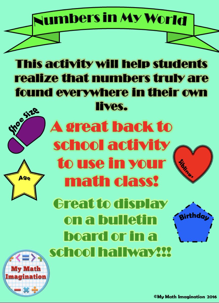 lndbrnl's tweet photo. Quick & easy prep back to school activity that will get your math students to realize that numbers are everywhere!!! Wonderful ice breaker for math class!!!😉
https://t.co/5h8xccvDPo #MyMathImagination #BTS #BackToSchool #maths #mathschat #mathgames #mathisfun https://t.co/3I97C1lfww