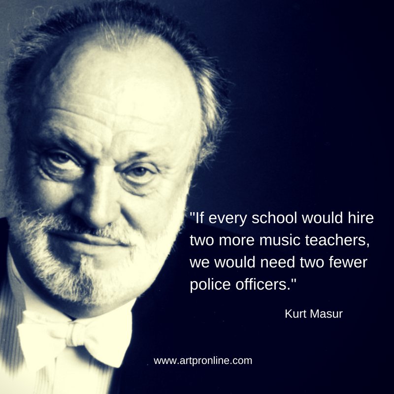 Remembering Kurt Masur on his 91st birthday with his relevant quote: 'If every school hired two more music teachers, we would need two fewer police officers.' #WednesdayWisdom #wednesdaythoughts #ClassicalMusic #KurtMasur Photo courtesy: Christian Steiner artpronline.com