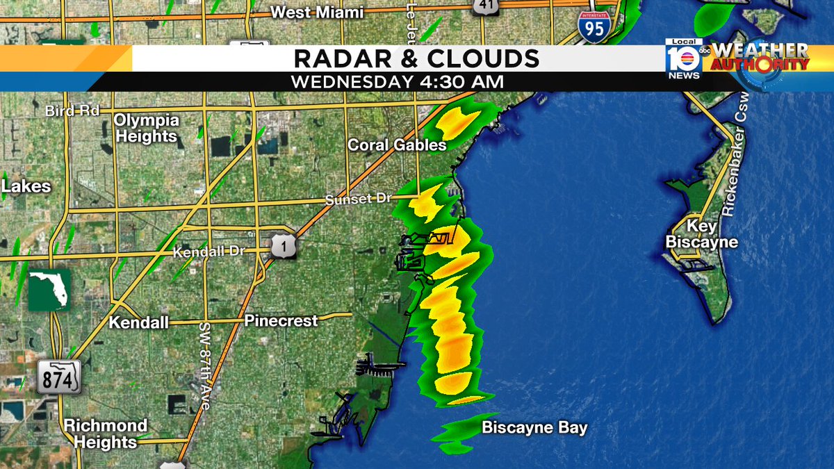 Happy Hump day! Grab the umbrella, some showers are moving into Coral Gables over Sunset Dr. Watch local10 for more. https://t.co/3zpTIHnNm7