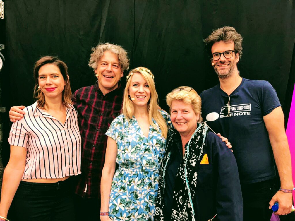 Sandi, Alan and panellists backstage