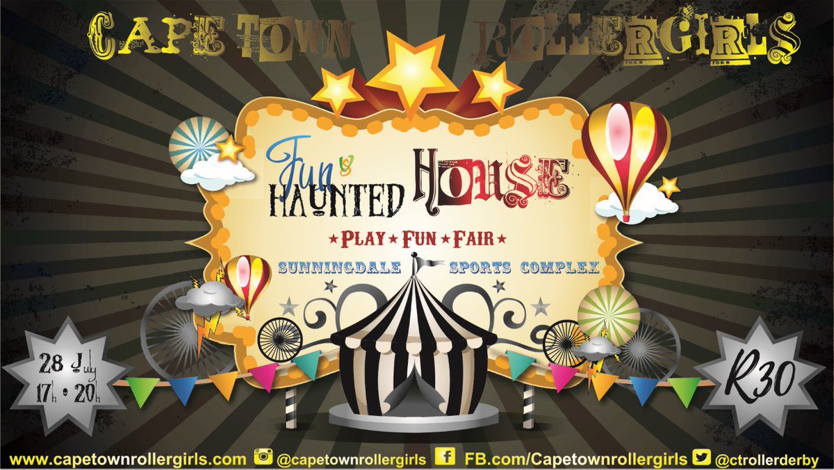 #CapeTown we've got something special for you! <a href="/CTRollerDerby/">CT Rollergirls</a> presents 'Fun House vs Haunted House', a carnival-style roller derby. Dress up and come and watch us skate... #rollerderby #yourmothercityderby #bytheskaterfortheskater