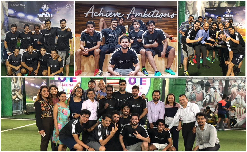 JLLIndia's tweet photo. Here's congratulating our Mumbai Football Team on winning the Radius Football League! #AchieveAmbitions #OneJLL #GreatPlacetoWork https://t.co/rNY9aP2598