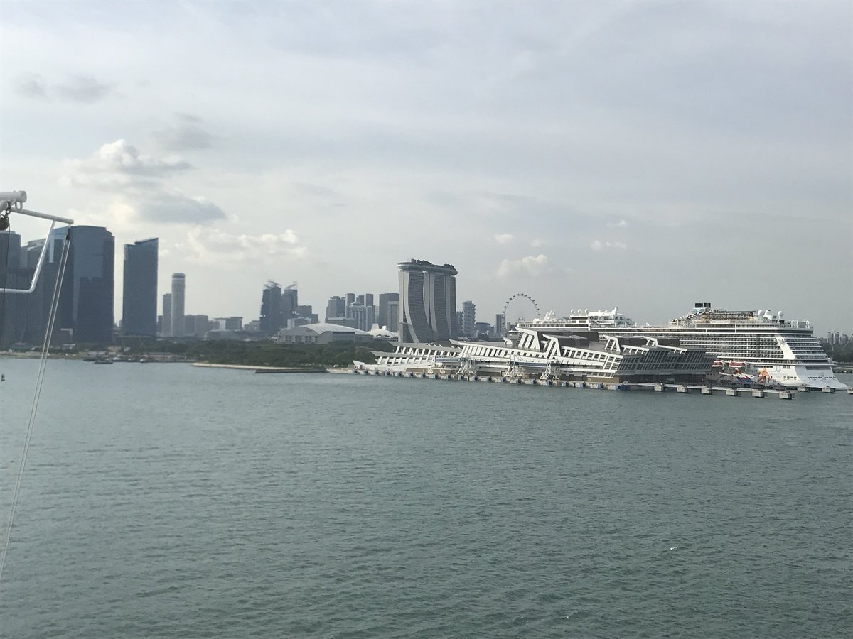 Great view as you cruise out of Singapore Marina Bay Cruise terminal looking good there @DreamCruisesHQ
