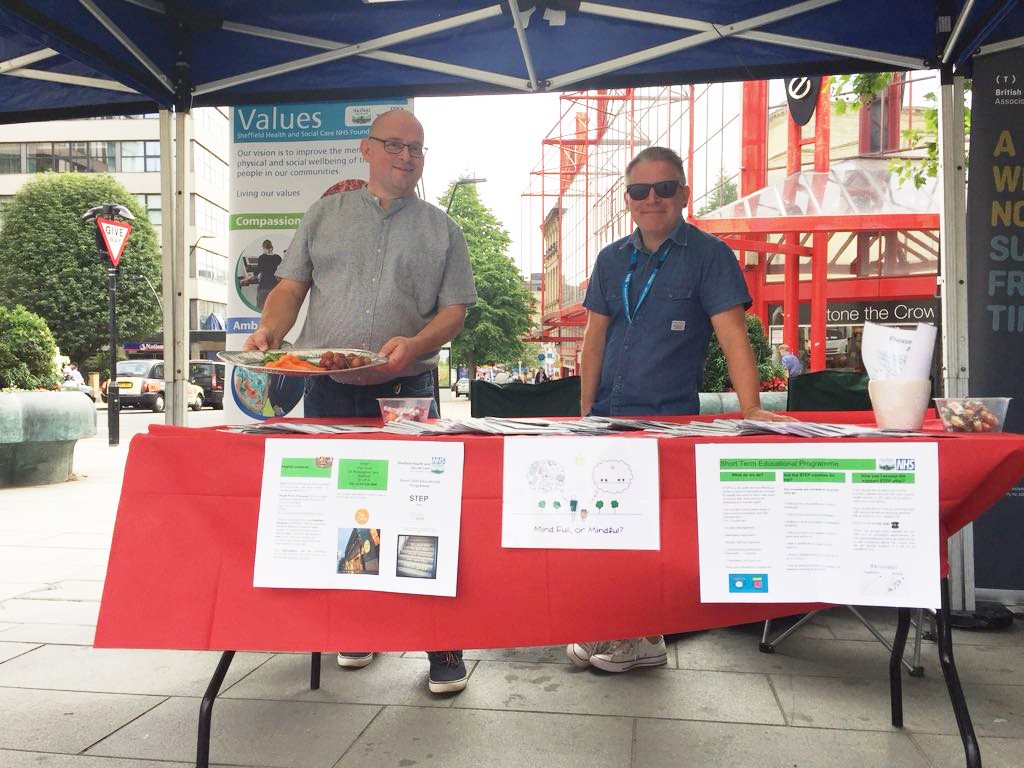 SHSCFT's tweet photo. If you're in town today why not pop over and say hi to our Short Term Educational Programme (STEP) team!

They're taking part in the #Sheffield Wellbeing Festival and telling everyone about the support they offer.

You can find out more about them here 👉 https://t.co/k6sdP1utzP https://t.co/GG60FgLc8J