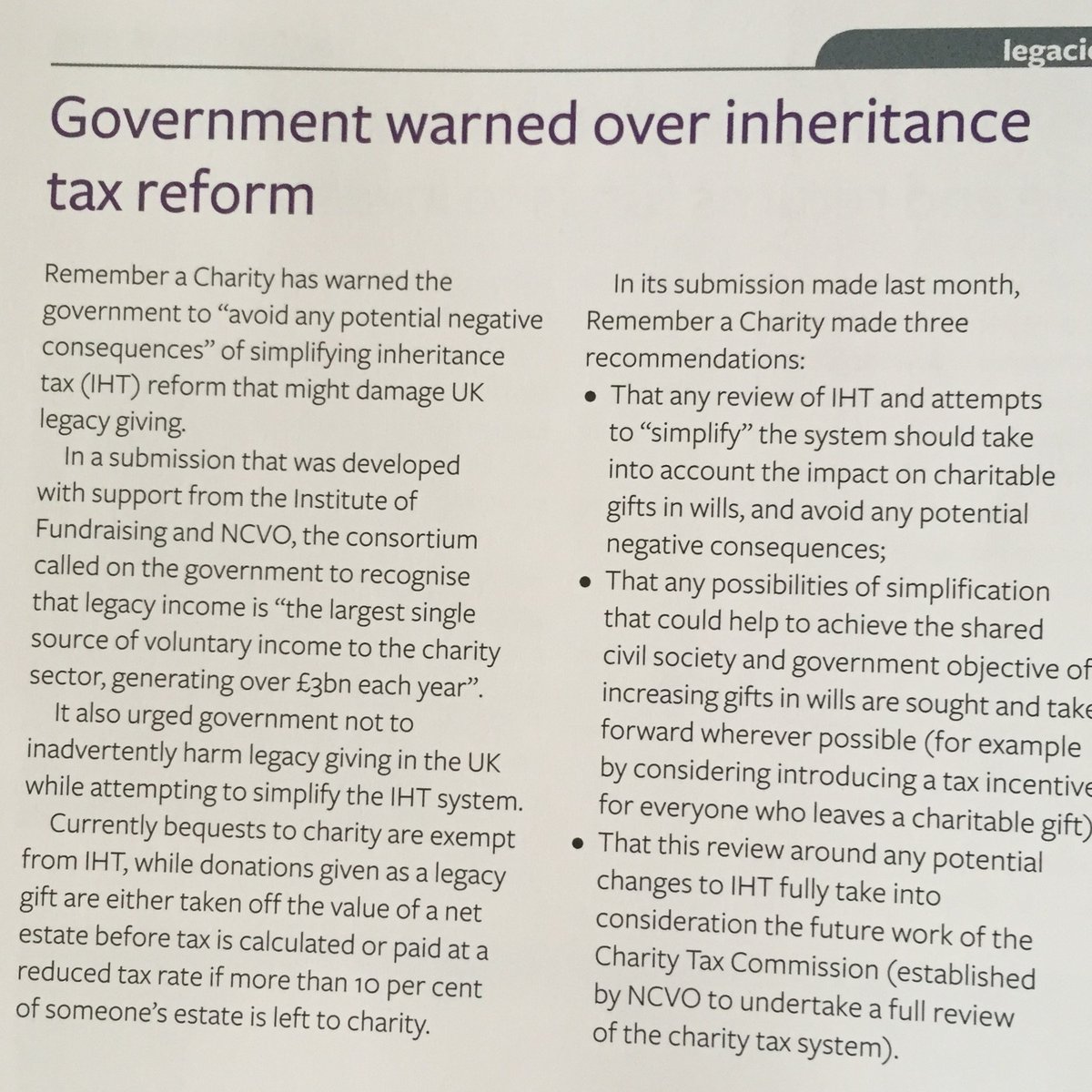 RchrdTftsHllnd's tweet photo. Useful words from @RememberCharity who've worked with @NCVO and @IoFtweets to create this #inheritancetaxreform advice. Thanks for the info @CSFundraising @CivilSocietyUK #fundraising #WednesdayWisdom #WednesdayMotivation #IHT https://t.co/jJsAdMidTd