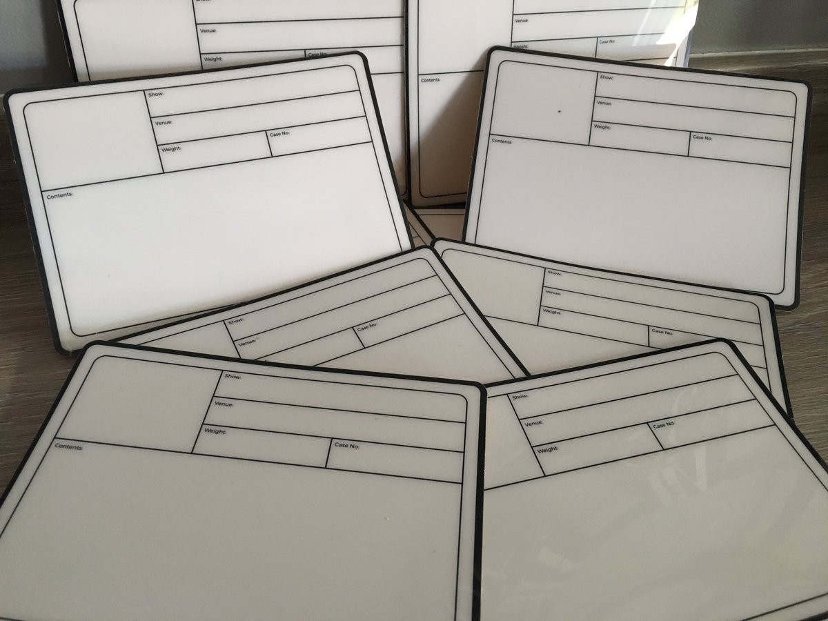 Generic Permanent Road Case Labels  in packs of 10, they can be re-used, using super tough material, with a special foam adhesive to adhere to almost any surface. Please feel free to contact us at The Brand UC #branding #labels #roadcases #eventprofs