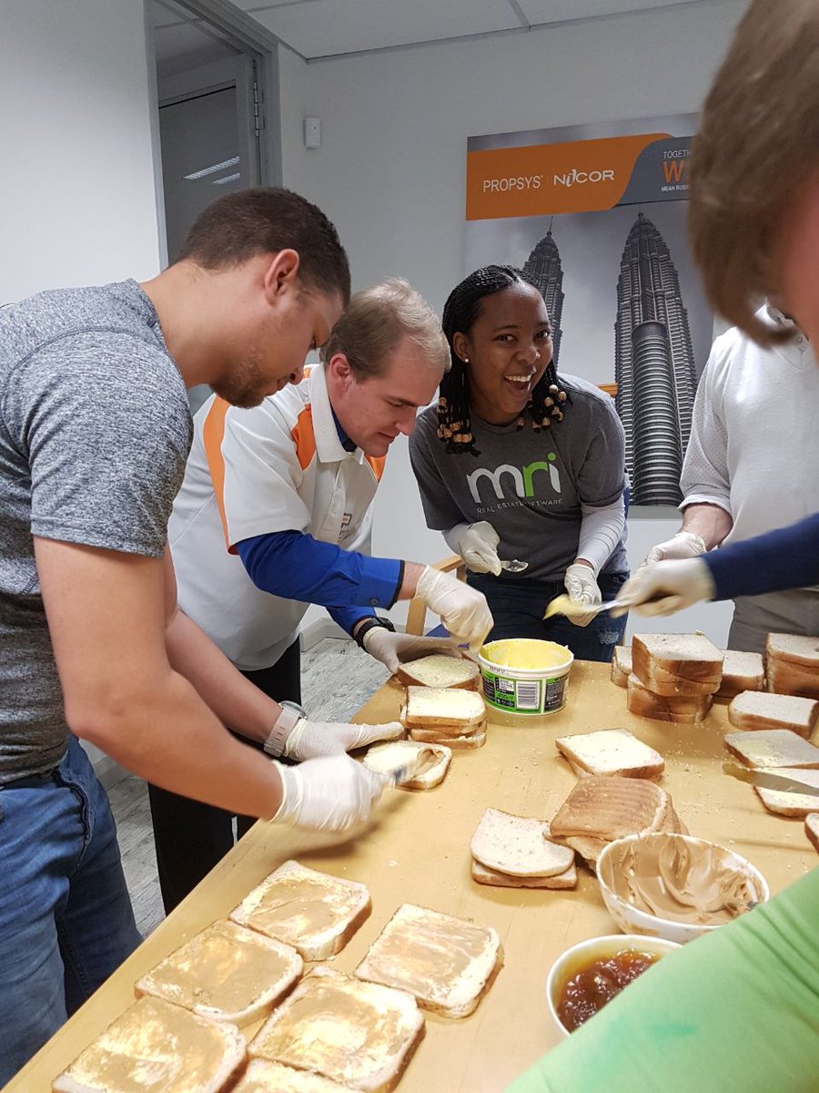 MDA_Prop_Sys's tweet photo. We're having a blast as a team using our #67minutes to create sandwiches for #MandelaDay.  PropSys and MDA unite to #makeadifference! @mrisoftware https://t.co/mtHtoQe9CR