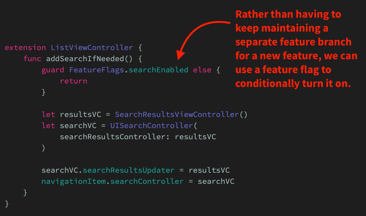 Code sample showing how to use feature flags