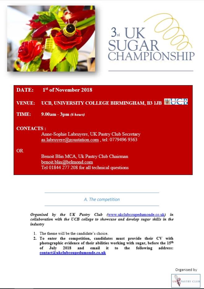 PastryTeamUK's tweet photo. Please RT - Update, calling all pastry chefs, showcase your sugar skills in the UK's only sugar competition, the deadline for entries is now the 14th Sept, some great prizes up for grabs, click on the link for more info &amp; how to enter https://t.co/ohFla8O2GB @BenoitBlin_MCA https://t.co/FZTIqDyB86