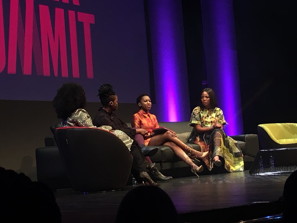 marieclaire_sa's tweet photo. ‘The black twitter that’s trolling on Sunday is the same black twitter that’s sharing people’s side hustles and changing lives’ - @TerryPheto says we should remember and amplify the positive powers of social media #MCPowerSummit #mandela100 https://t.co/Skl6g0td3b