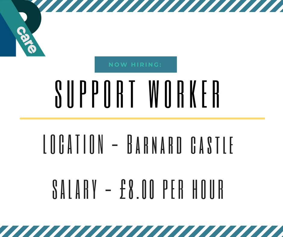 RCarerec's tweet photo. We are now looking for Support Workers in Barnard Castle, County Durham. We are looking for people to start immediately so submit your CV to: Applications.Teeside@r-care.co.uk or Apply via our website below.

https://t.co/irFrUk0p6R https://t.co/czgwCRBF01