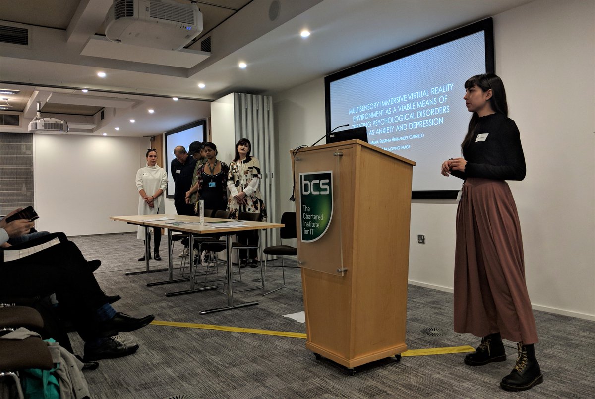 RavensbourneUK's tweet photo. Our postgraduate students showcasing their practice-based research projects at the @EVAlondonConf Research in Education Symposium at the #BritishComputerSociety... Congratulations team! https://t.co/uXqllfqabT