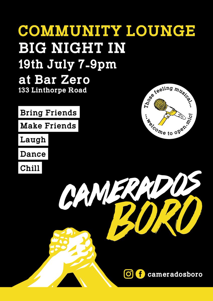 Looking forward to another great #CameradosBoro evening <a href="/barzerombro/">Bar Zero</a> #VeteransRwelcome! <a href="/The_CEOSLEEPOUT/">CEO Sleepout UK</a>  <a href="/WellBeingCentre/">The WellBeing Centre</a> <a href="/CarolHarteTTC/">Carol Harte</a> <a href="/teesvalleycf/">teesvalleyfoundation</a> @forkabilitation <a href="/EveningGazette1/">EveningGazette1</a> <a href="/ThriveTeesside/">Thrive Teesside</a> <a href="/Camerados_org/">Association of Camerados</a> The answer to our problems is each other!!.
