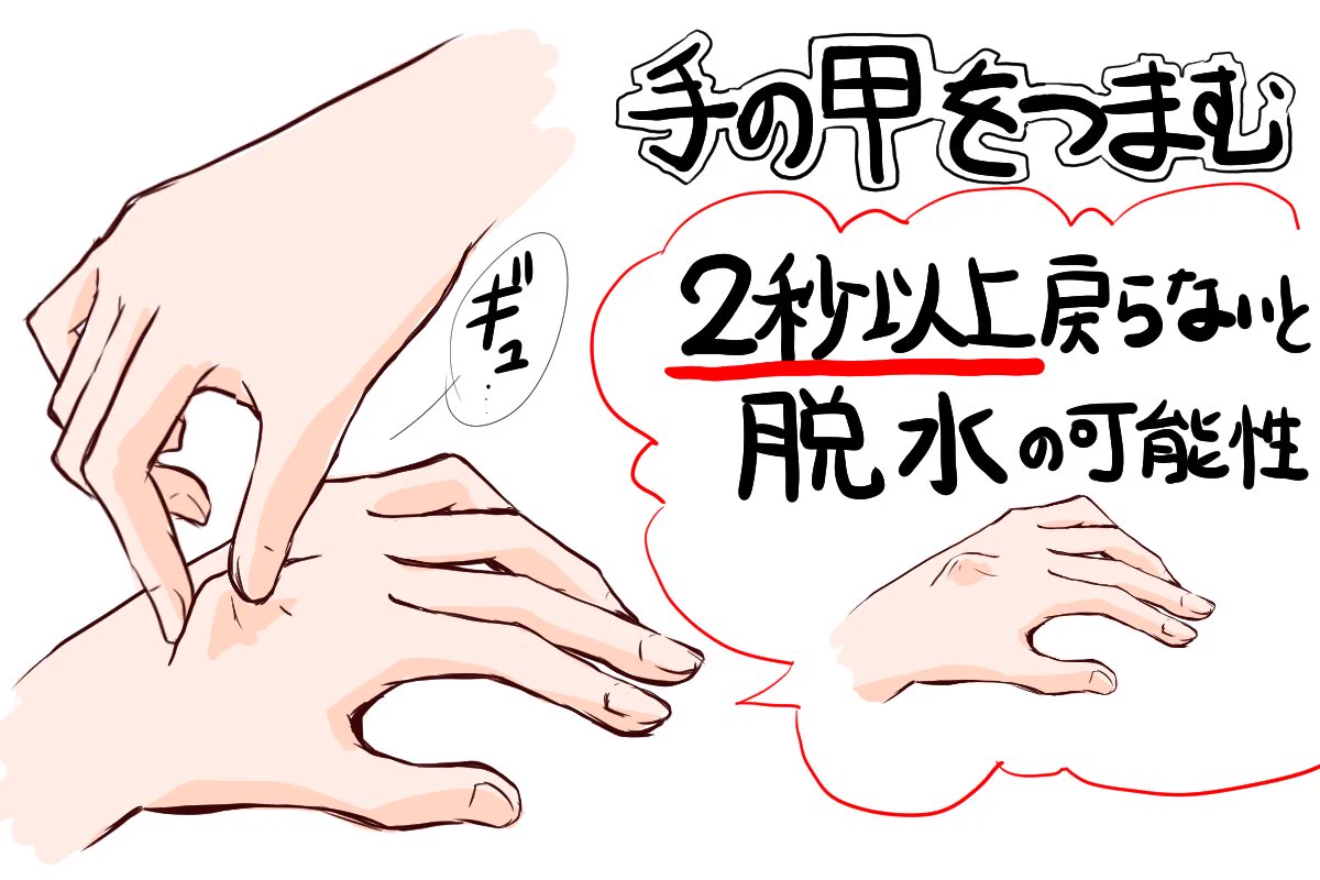 暑い夏は気をつけて！脱水症状か判断するためには手の甲を利用してみよう！