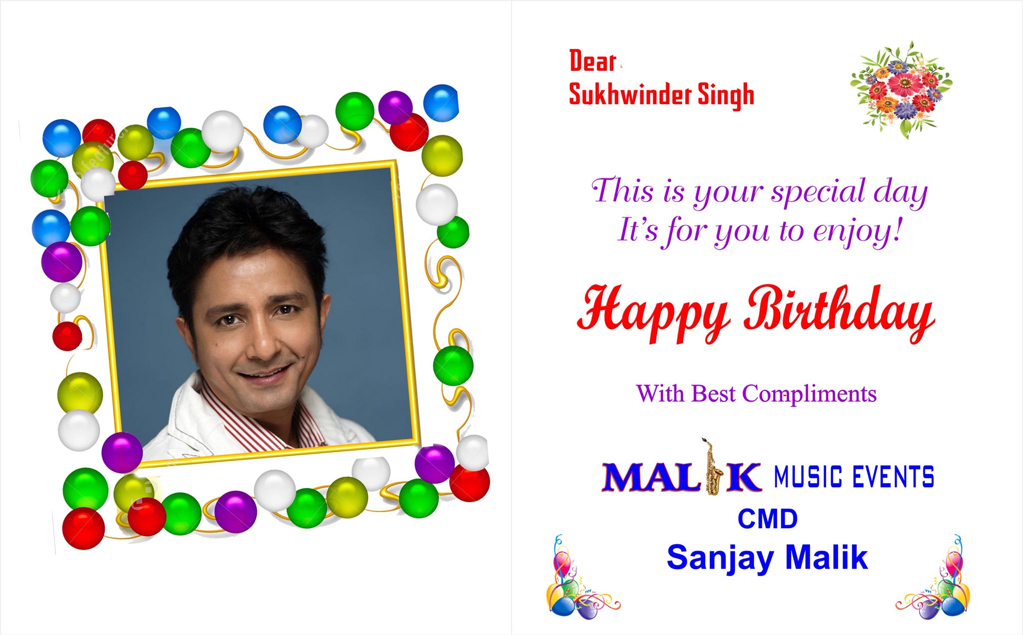Happy birthday playback singer sukhwinder singh mata rani bless u 
