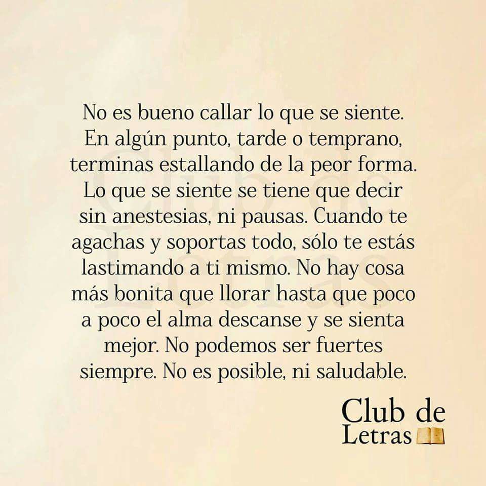 Psicologiaviles's tweet image. [frase] "No es bueno #callar lo que se siente. En algún punto, tarde o temprano, terminas estallando de la peor forma. Lo que se siente se tiene que #decir sin anestesias ni pausas...". @ClubdeLetrass vía #Pinterest ow.ly/Wcp830l0ajp