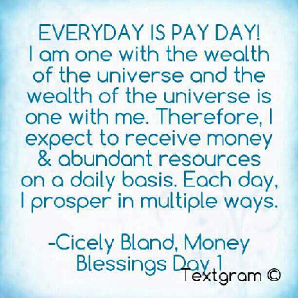 ProsperSource's tweet photo. Today's #MoneyBlessings #Affirmation: EVERY DAY IS MY PAY DAY! Earn daily pay with https://t.co/WEzHUF9RUm #ProsperSource #AuthorsLive #TheSecretLawofAttraction #Prosperity https://t.co/QcZW3LDYGp