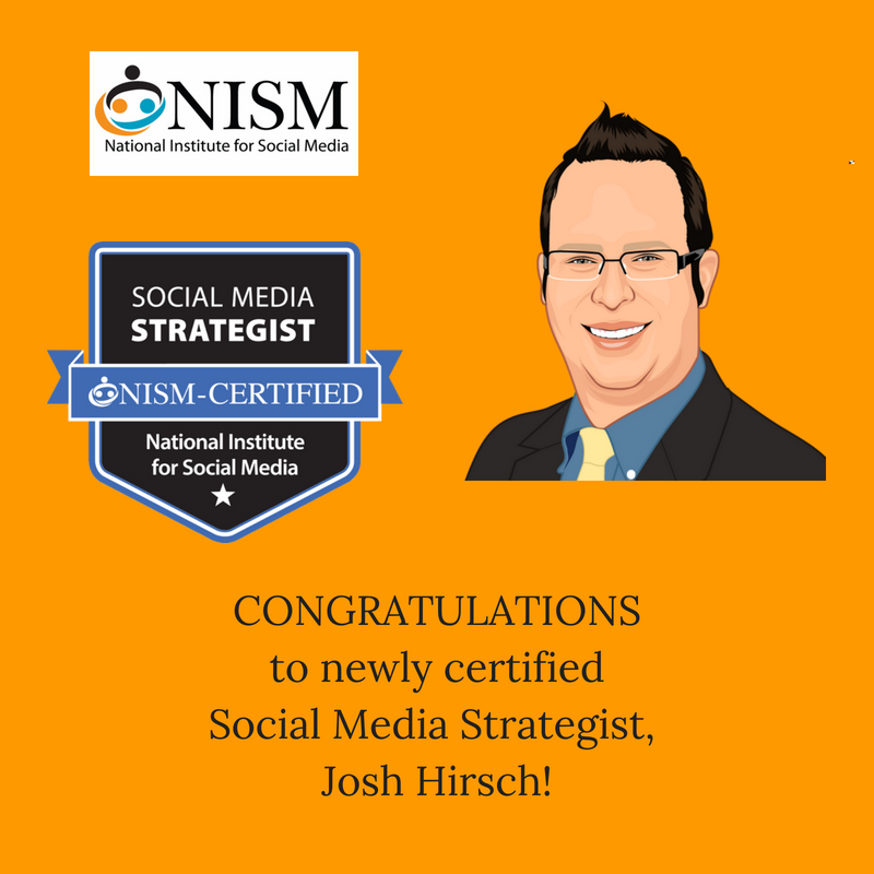 nismonline's tweet photo. Please join us in sending congratulations to Josh Hirsch, @JoshHirsch1, for becoming the newest SMS in our amazing community! Congratulations, Josh! #SMSCertification https://t.co/piCJeYokA3