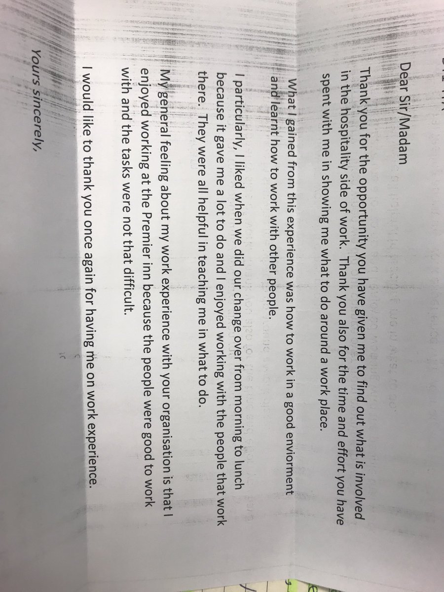 emmap61's tweet image. Whilst improving our guest scores weekly and setting ourselves up for a very busy 6 weeks holidays. @pi_dudley still have time to give back to local schools providing work experience opportunities. Love receiving these letters! @WeRForceForGood #WISE @SDEBDD @thebirdlane