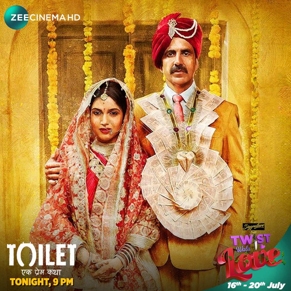zeecinema's tweet photo. Love is giving her the respect and comfort she deserves! Here’s Keshav’s inspiring tale as he battles it out against the society to win Jaya’s love. Watch #ToiletEkPremKatha in #TwistWalaLove, tonight at 9 pm, only on #ZeeCinemaHD.

@akshaykumar @psbhumi @ToiletTheFilm https://t.co/8hGJMfZRDL