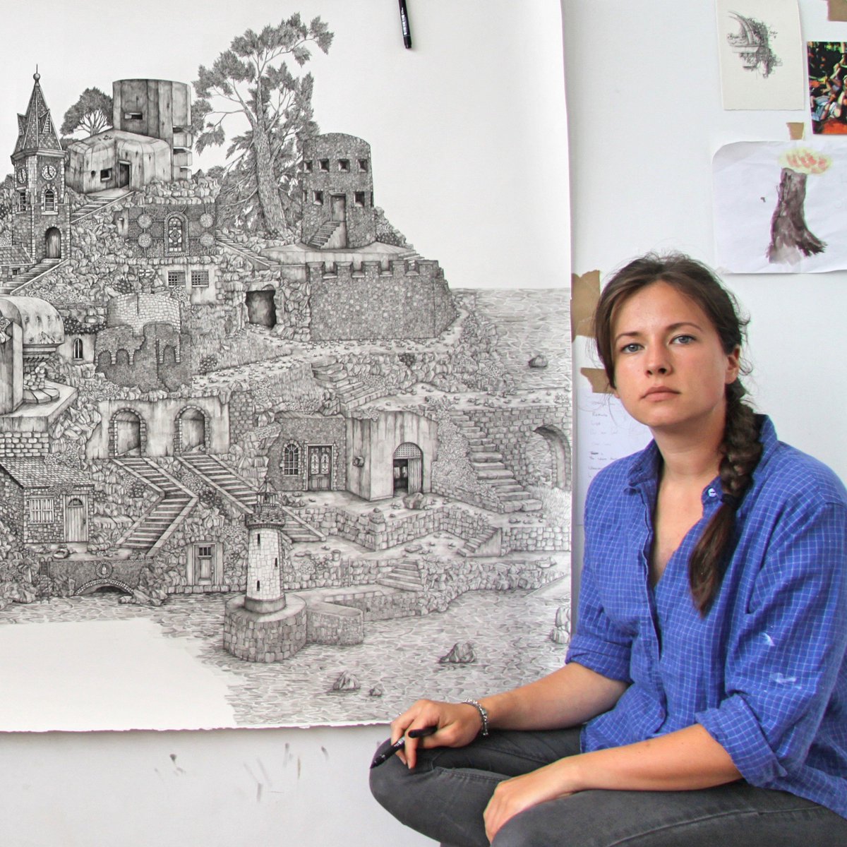 RoyalDrawing's tweet photo. In the lead up to the opening of #PrinceandPatron, we'll be featuring the six artists from the Royal Drawing School who are exhibiting: first up is Olivia Kemp @LivvyKemp with 'The Where That Was', made on a residency in Guernsey @RCT https://t.co/iIYh2TRwzt