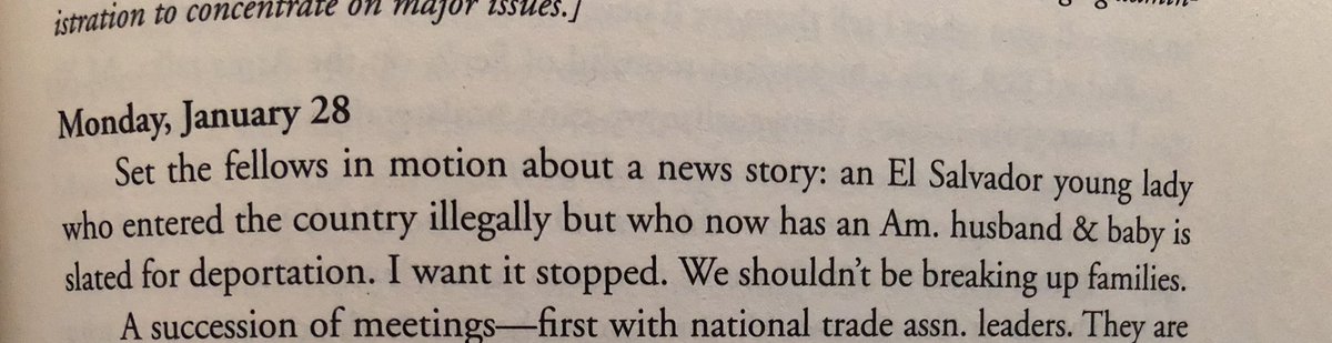 My husband, an avid reader of presidential biographies, has been reading The Reagan Diaries. Last night he showed me this entry from 1985. Lest anyone should be confused about what Reagan’s position on #KeepFamilesTogether would be: