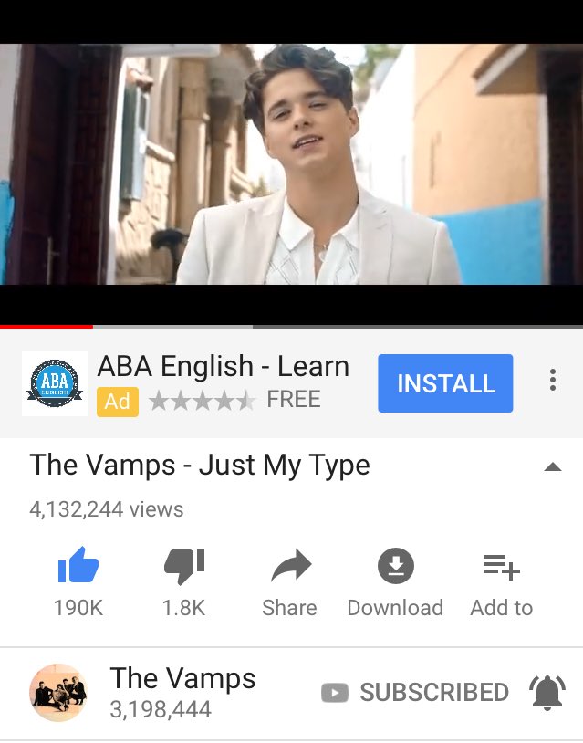 TheVampsToSpain's tweet photo. 4 MILLONES โถ๏ธโ @TheVampsband #JustMyType #JustMyTypeVideo https://t.co/HIQd202WOg https://t.co/ug7XgIelmV