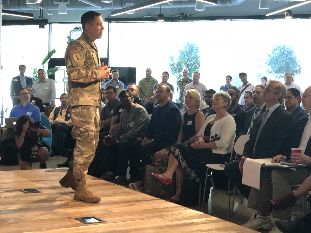 ARE5's tweet image. LTG Eric Wesley introducing #ArmyFuturesCommand to #Austin @CapitalFactory @USArmy