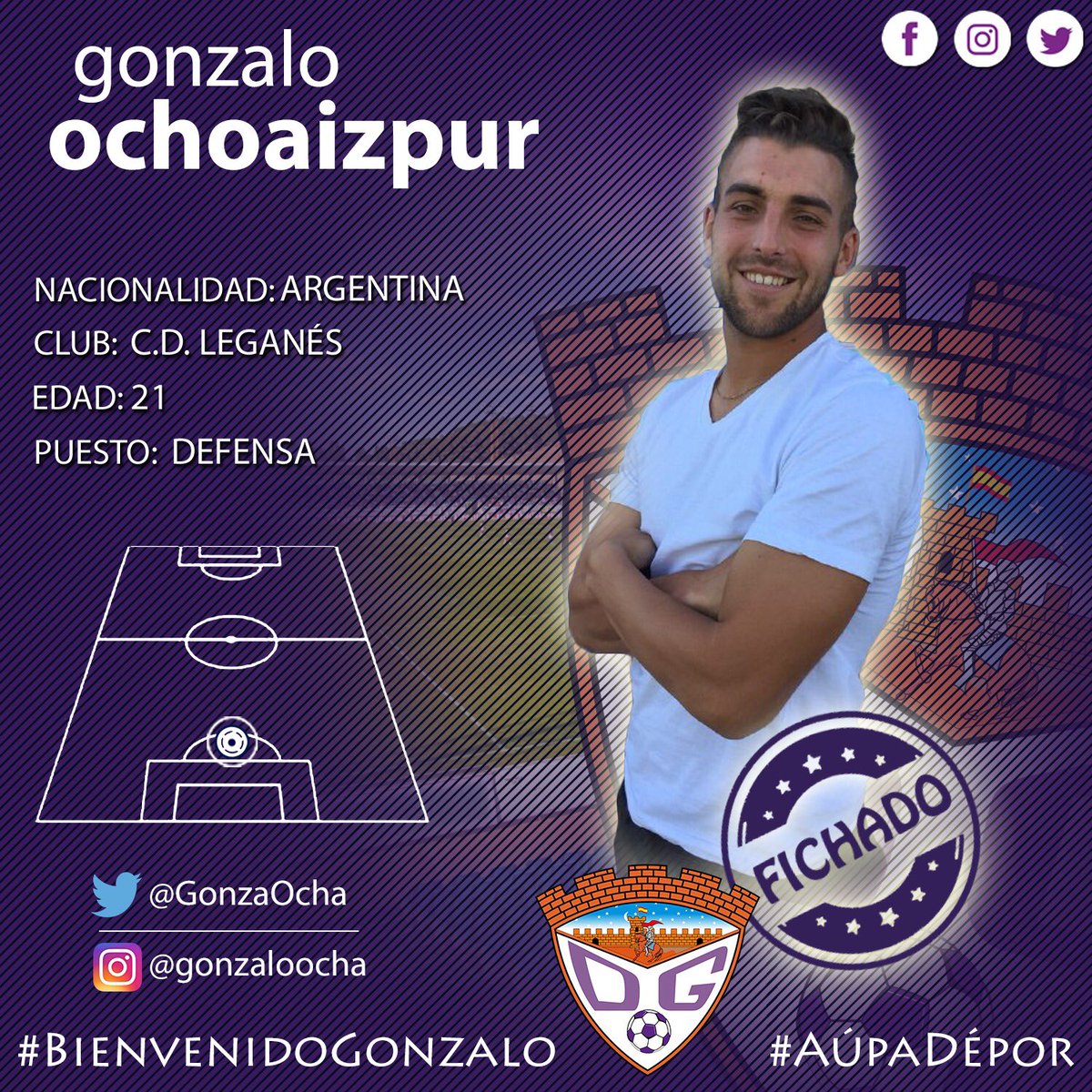 OFICIAL | ✅
El C.D Guadalajara y Gonzalo Ochoaizpur llegan a un acuerdo para que el jugador defienda la camiseta morada hasta final de temporada. 

¡Bienvenido a tu nueva casa, <a href="/GonzaOcha/">Gonzalo Ochoaizpur</a>! 😃🔝

#BienvenidoGonzalo 💜 #AúpaDépor