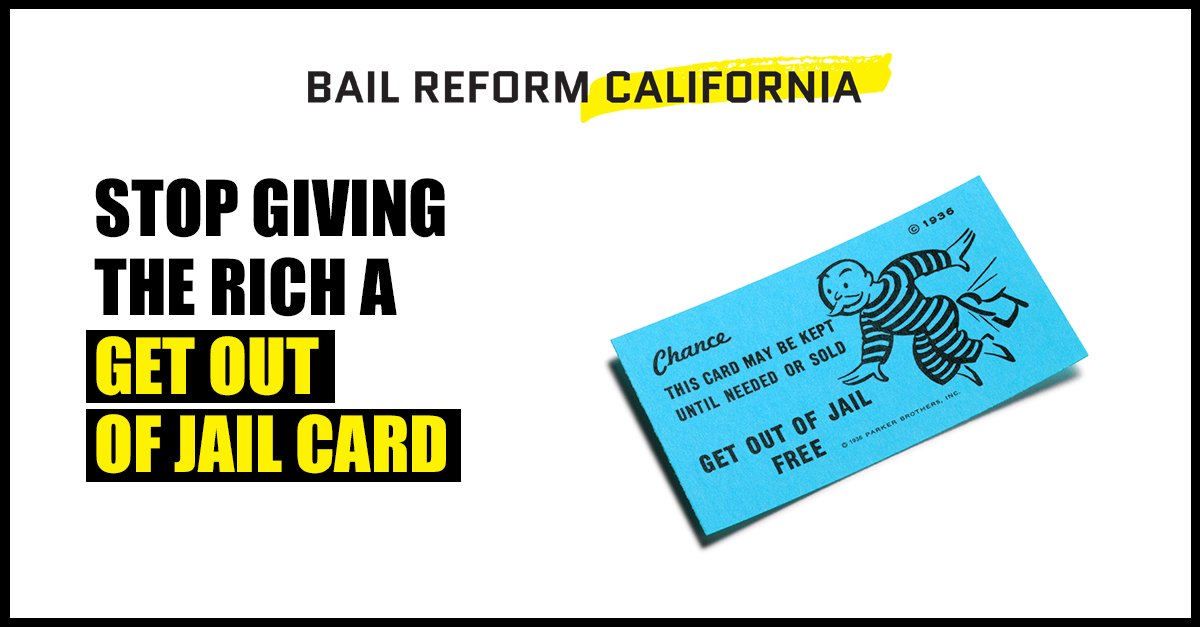 BailReformCA's tweet photo. By giving the rich a “get out of jail” card while punishing everyone else with detention and debt, money bail has created a two-tier system of justice -- one for the rich, and one for the poor. https://t.co/XICUZJZHJr #EndMoneyBail https://t.co/PzuLZbOCtJ