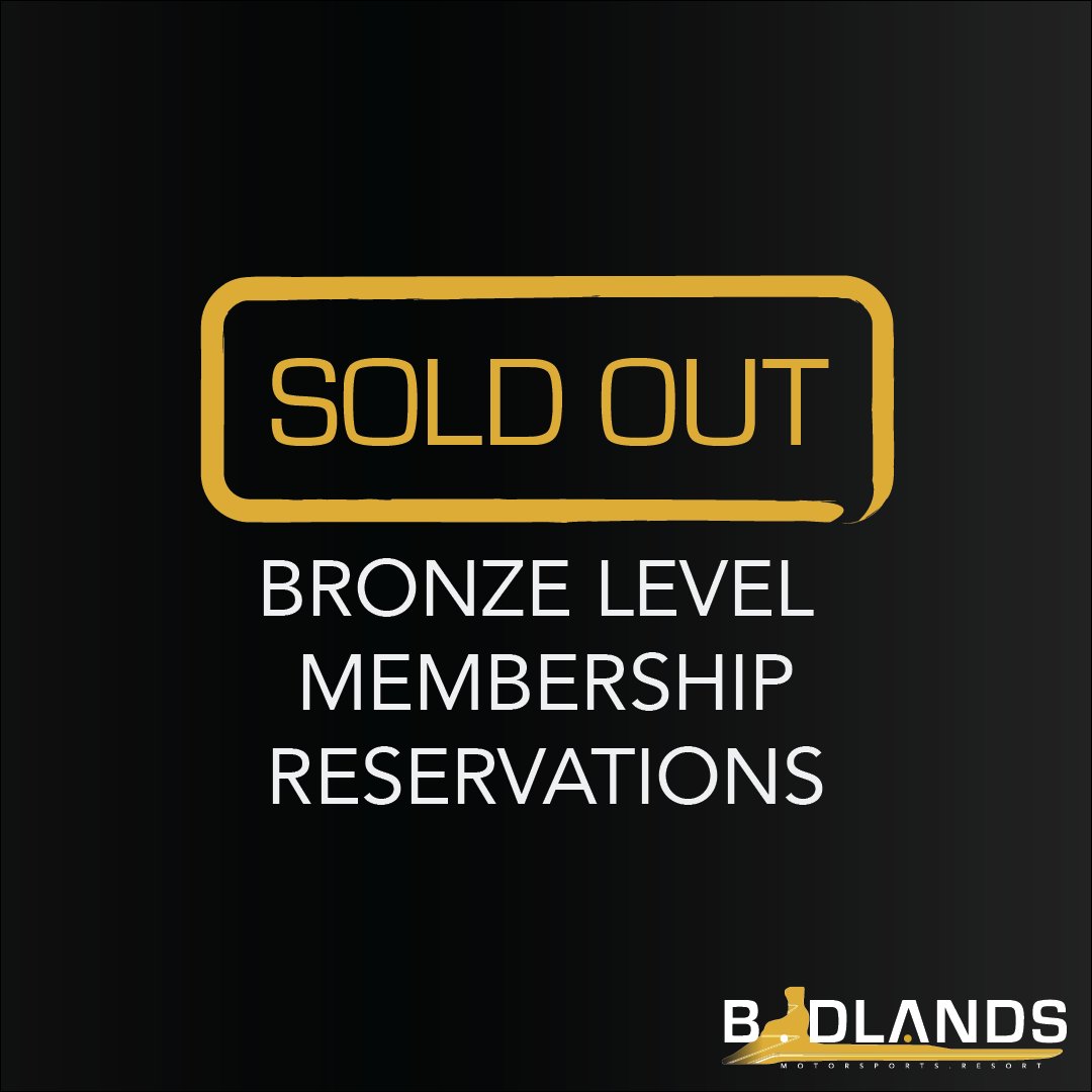 Badlandsresort's tweet photo. Bronze is gone! 

The response to our membership packages has been fantastic! Silver, Gold and Platinum level reservations are still available, but in limited quantities only.

#badlands #motorsports #yyc #calgary #membership https://t.co/suXgMeq8Y8