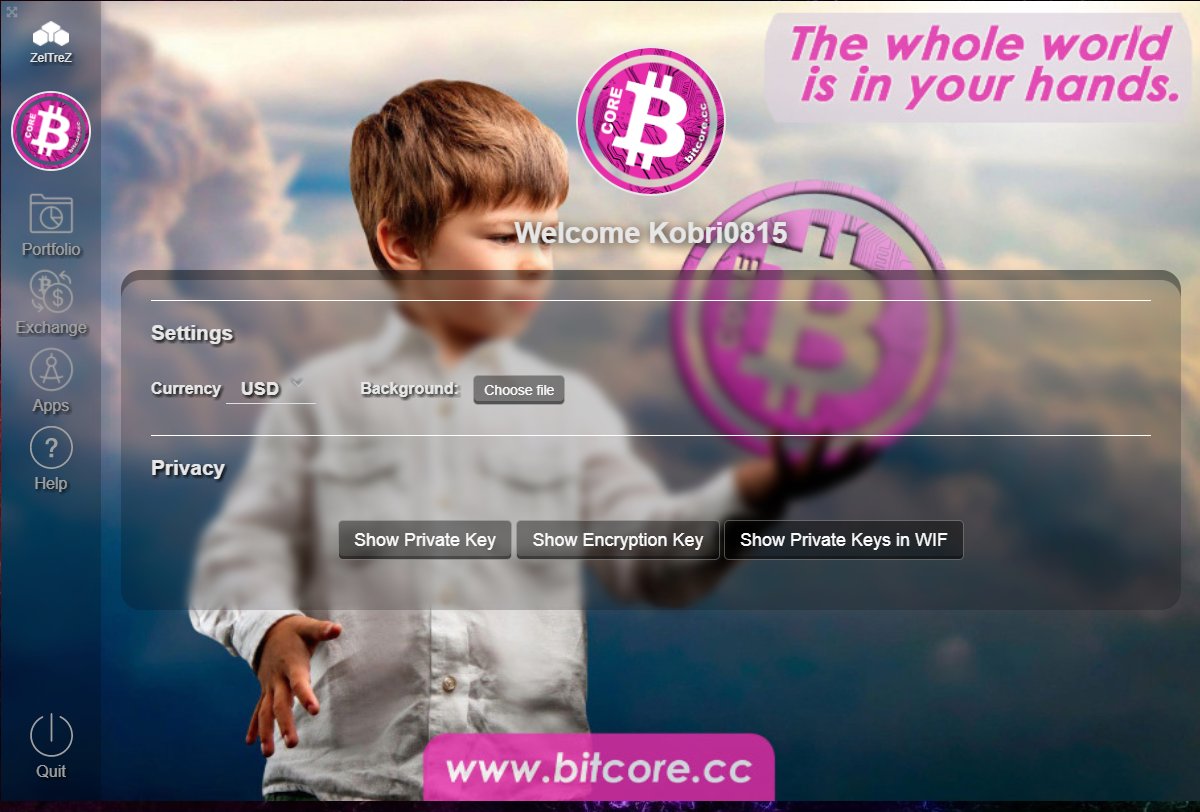 Kobri0815's tweet image. I think I&apos;m in love with my new @Bitcore_BTX background on the @ZelTrez wallet 😅 #modifiable #multiasset #cryptocurrency