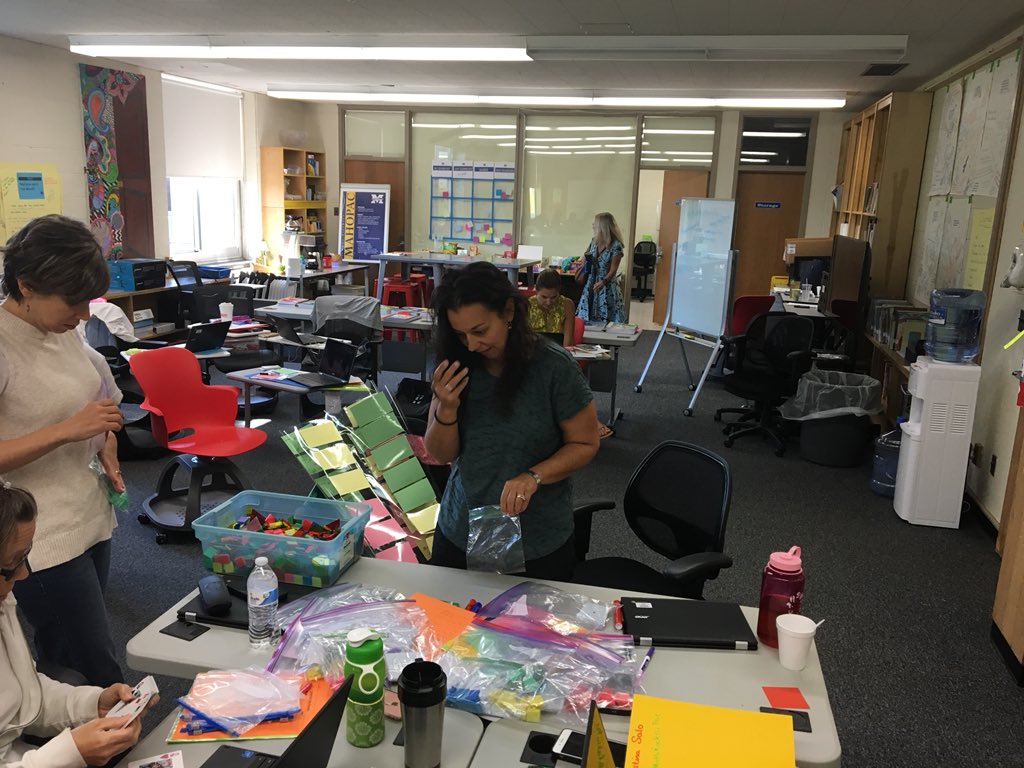 BlessingMahopac's tweet photo. Teachers at work! Making stations materials! #GuidedMathTTT #MathRocksinPac @Ms_Forman_MHS https://t.co/p436bs0gtr