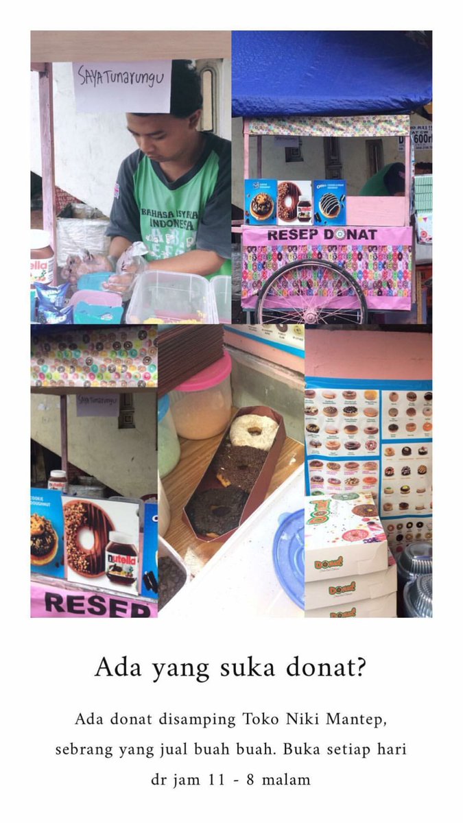 paskah_t's tweet photo. Ku ingin cry, donat nya enaq

11 12 sama J•Co, nuansa donat kampung nya masih ada (gula halus) , tapi juga ada topping sudah kekinian (nuttela)

Yang jual ramah banget, selalu Senyum. Tempat nya bersih bgt. Packing donat nya TERBAIK dr yg ada di salatiga. Dan murah https://t.co/NWitwhNfea