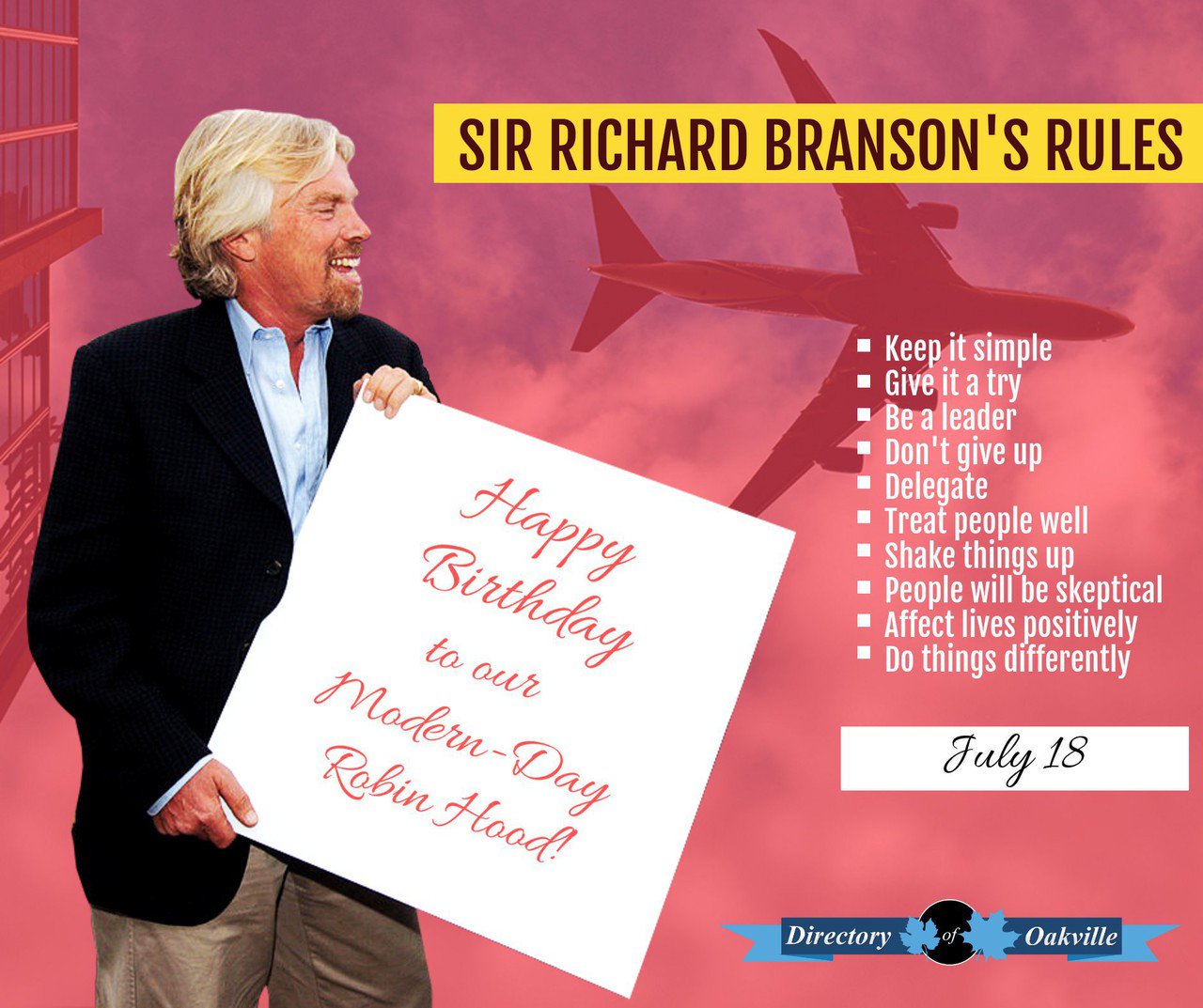 HAPPY BIRTHDAY! Richard Branson, born July 18, 1950 